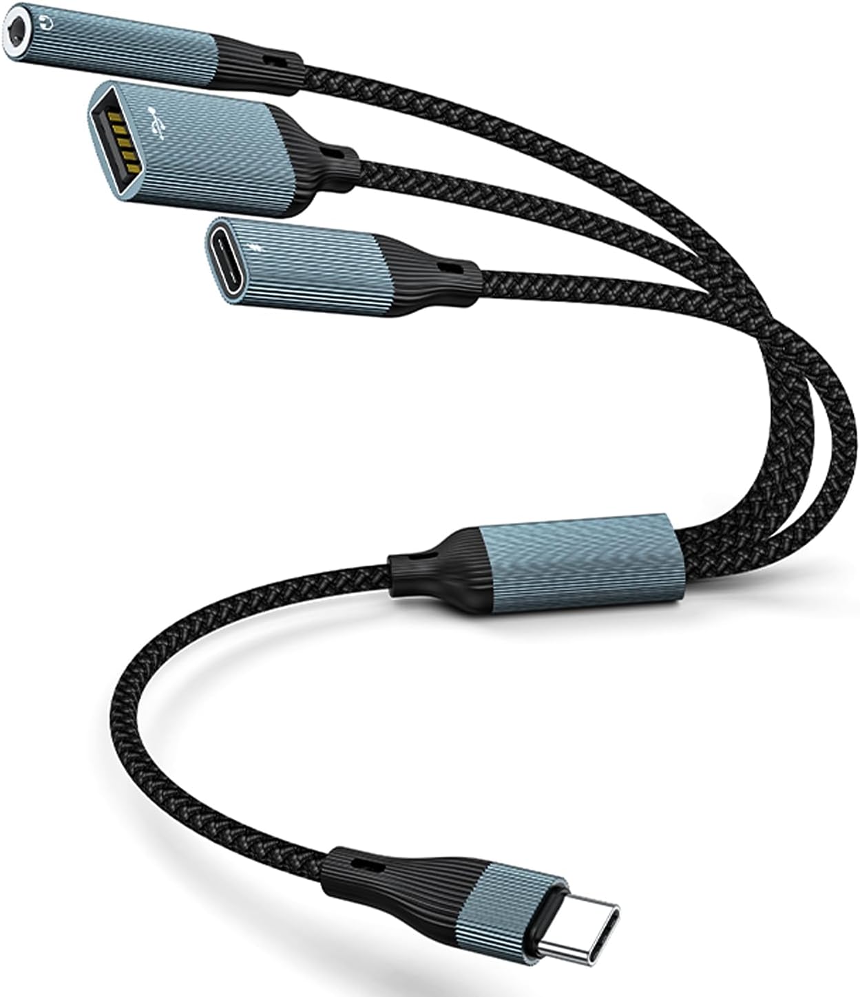 3-in-1 USB C Splitter: Headphone Adapter, PD 60W Charger, Data Transfer - Azddur