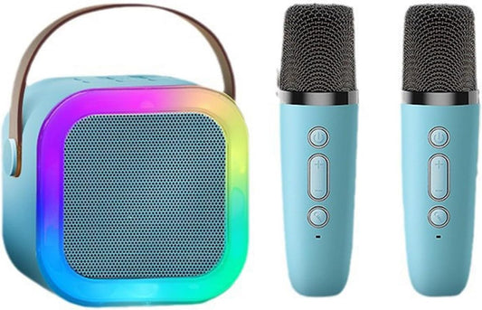 Portable Kids Karaoke with Wireless Mics - 18 Songs - Birthday Blue Pink
