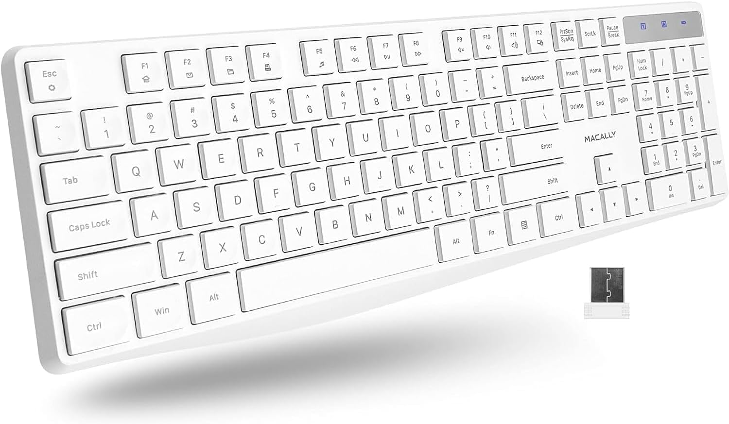Macally Wireless Keyboard - Ergonomic Full Size for Laptop/Desktop