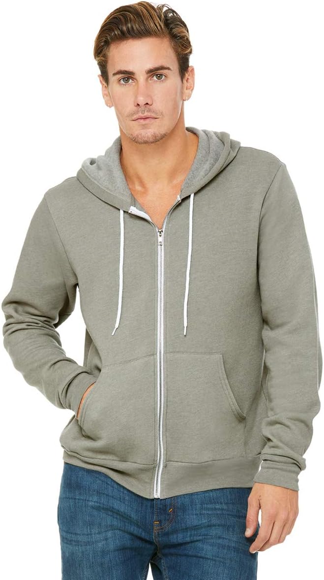Bella & Canvas Men's Unisex Poly-Cotton Fleece Full-Zip Hoodie