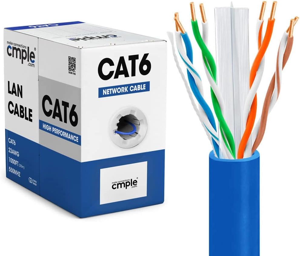 Cmple Cat6 Cable 1000ft Bulk Ethernet Wire for Fast Networking