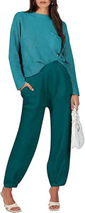 ANRABESS Women's Two Piece Outfits Cozy Knit Top and Pants Set