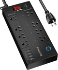 POWSAV 6Ft WiFi Surge Protector w/ 8 Outlets, 4 USB - Alexa & Google Home Ready
