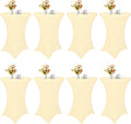 8 Pack Cocktail Table Covers 32x43 in Fitted Stretch Spandex Beige