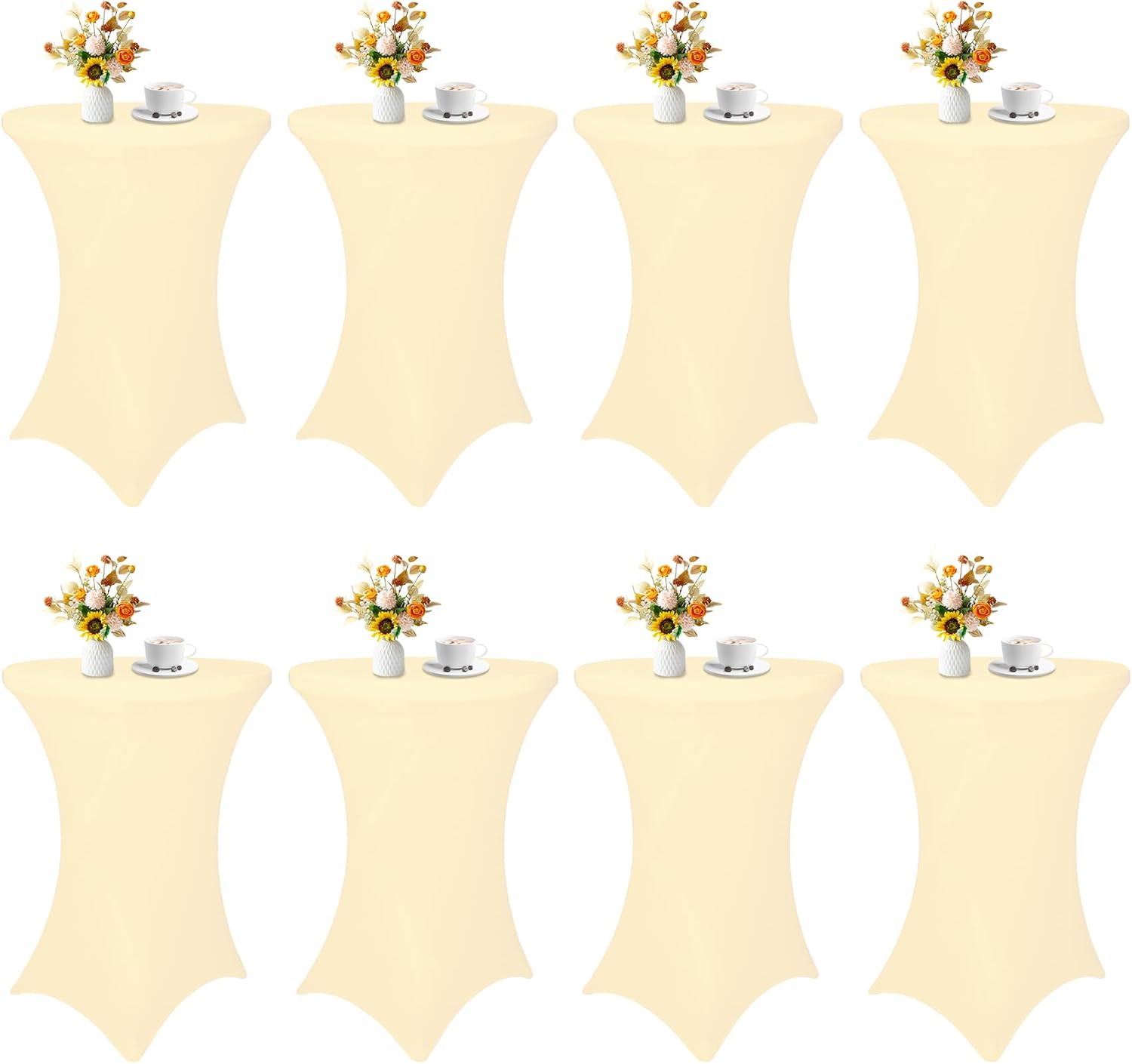 8 Pack Cocktail Table Covers for Parties and Events in Beige
