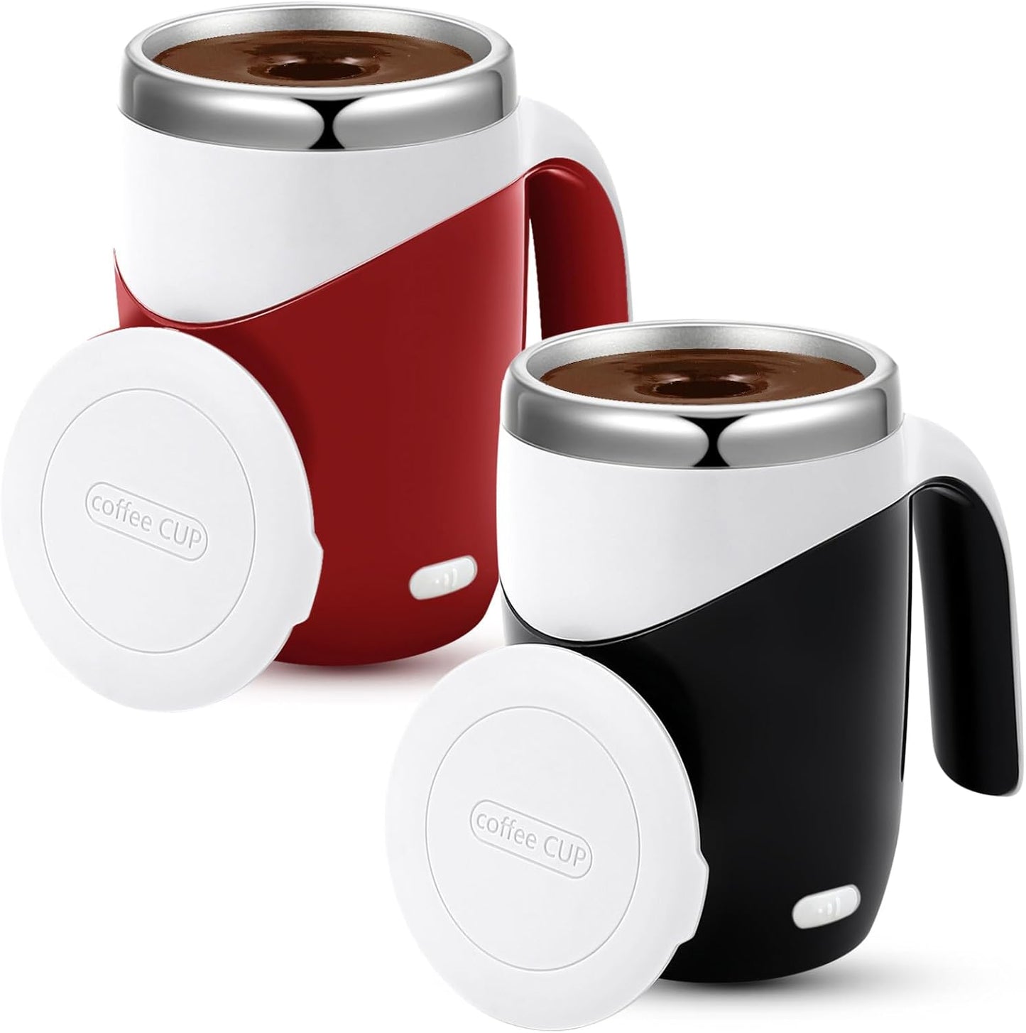 Self-Stirring Coffee Mug Set - 13.5oz Stainless Steel Automatic Mixer