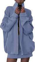 EXLURA Women 2 Piece Lounge Set Zip Up Sweatshirt and Skort - Cozy