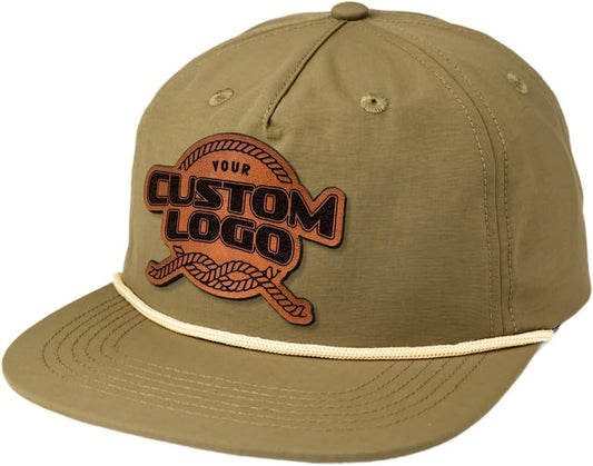 Custom Leather Patch 5 Panel Grandpa Rope Hat by CRAFTERS LAB
