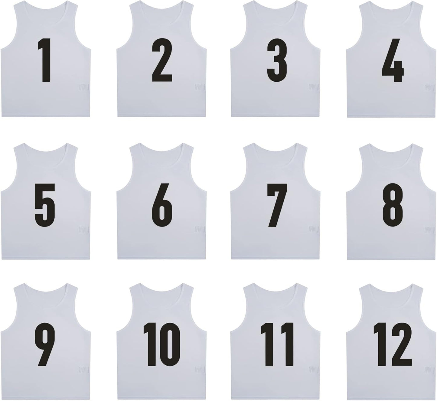 12 Pack Numbered Pinnies for Basketball, Soccer, and Football
