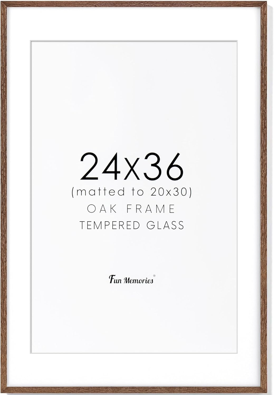 24x36 Picture Frame - Solid Oak Wood with Tempered Glass Finish