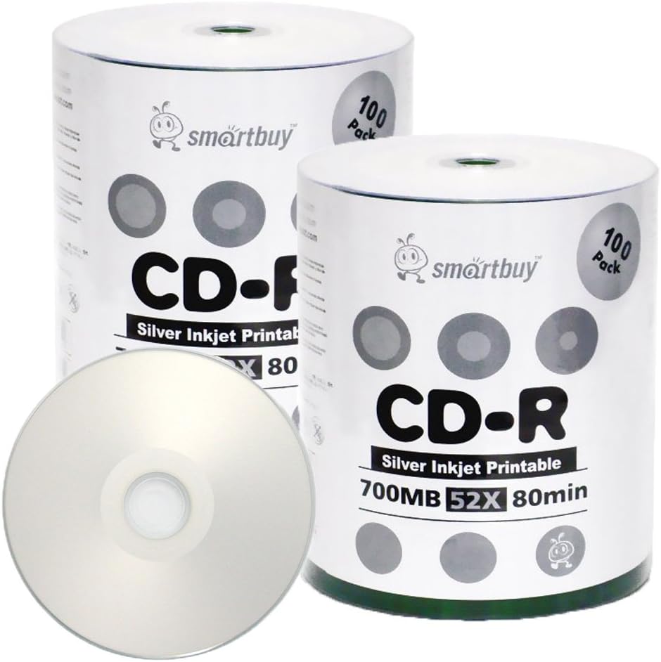 Smartbuy 700mb 80min 52x CD-R Silver Inkjet Printable Discs