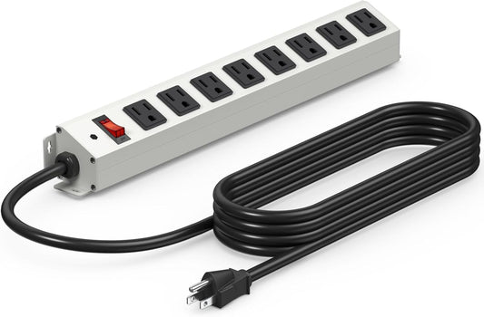 CCCEI 8-Outlet Corner Power Strip - Heavy Duty Metal Surge Protector