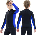 Kids Neoprene Wetsuit Top Jacket for Boys Girls - 3mm Front Zipper