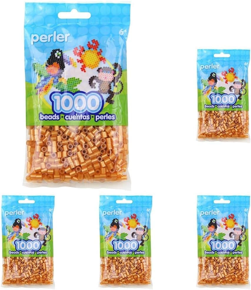 Gold Perler Beads for Kids Crafts - 1000 pcs Pack of 5