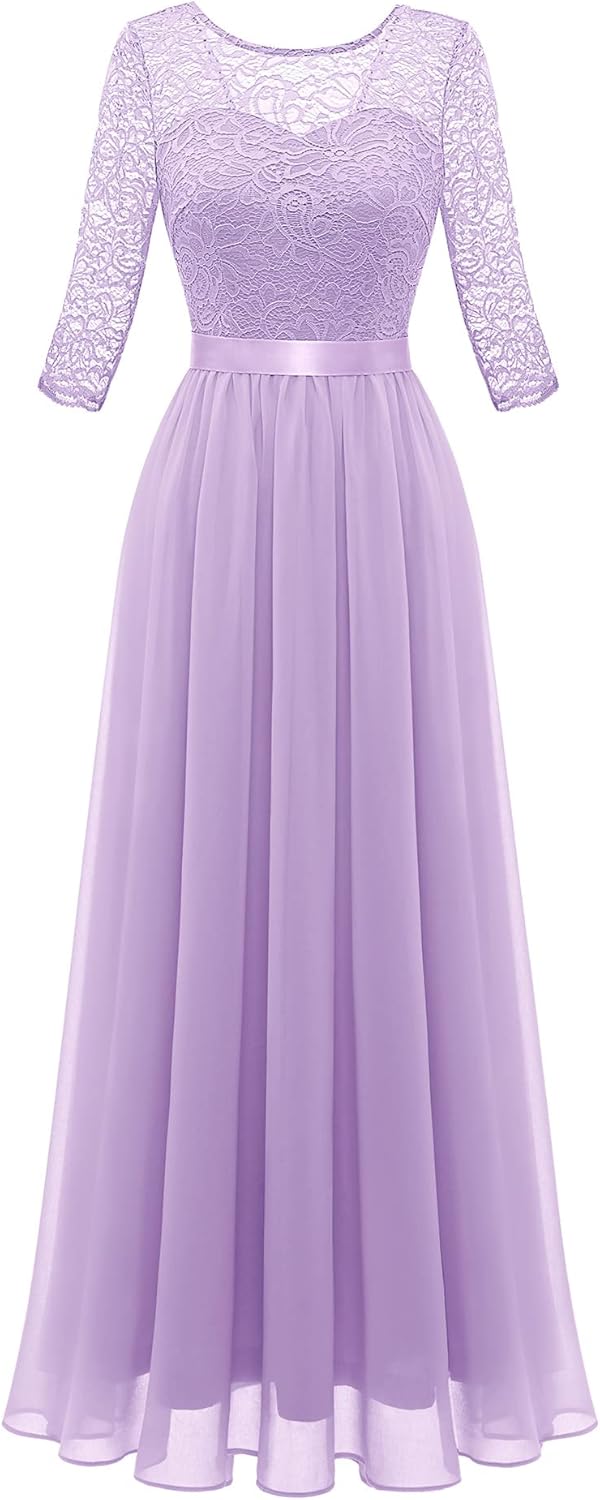 BeryLove Women Long Sleeve Formal Party Dress for Weddings