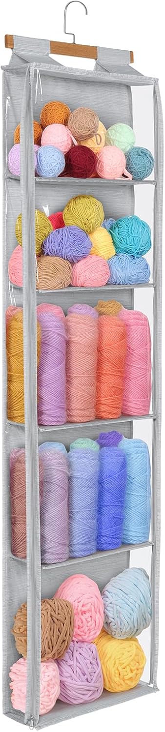 Hanging Yarn Storage with 5 Large Pockets for Organizing