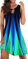 Womens Summer Floral Tank Dress - Casual Beach Sundress