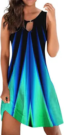 Womens Summer Dresses Casual Vintage Floral Printed Tank Dress