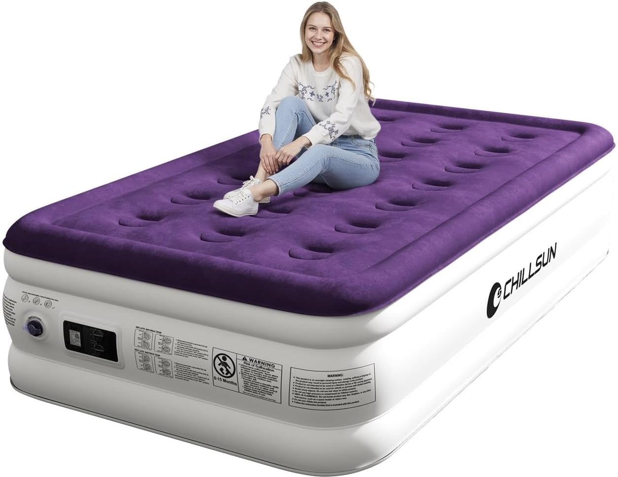 CHILLSUN Twin Air Mattress with Built in Pump for Comfort