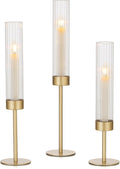 Hewory Gold Hurricane Candle Holders Set of 3 - Elegant Windproof