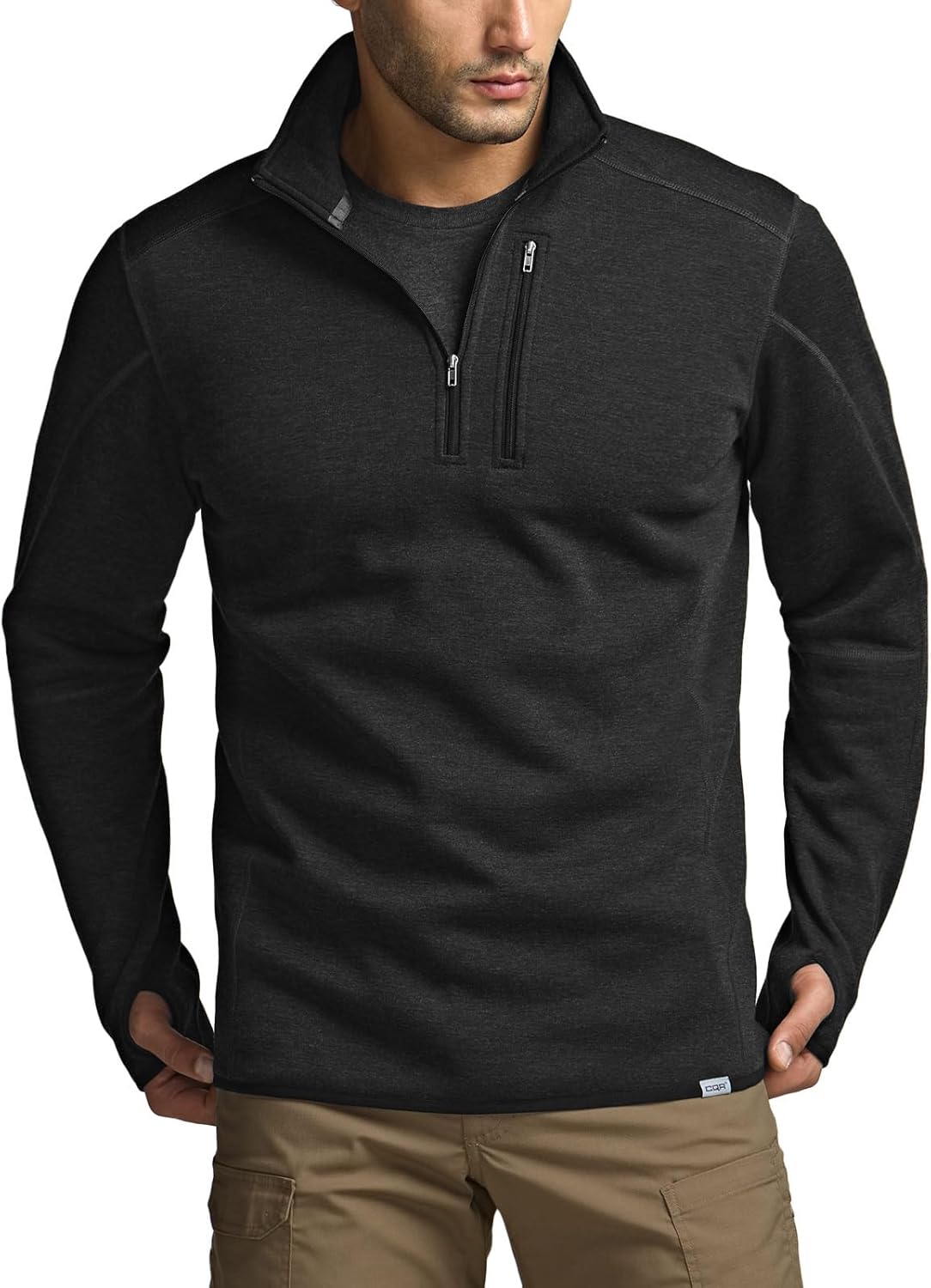 CQR Men's Quarter Zip Utility Fleece Pullover for Comfort