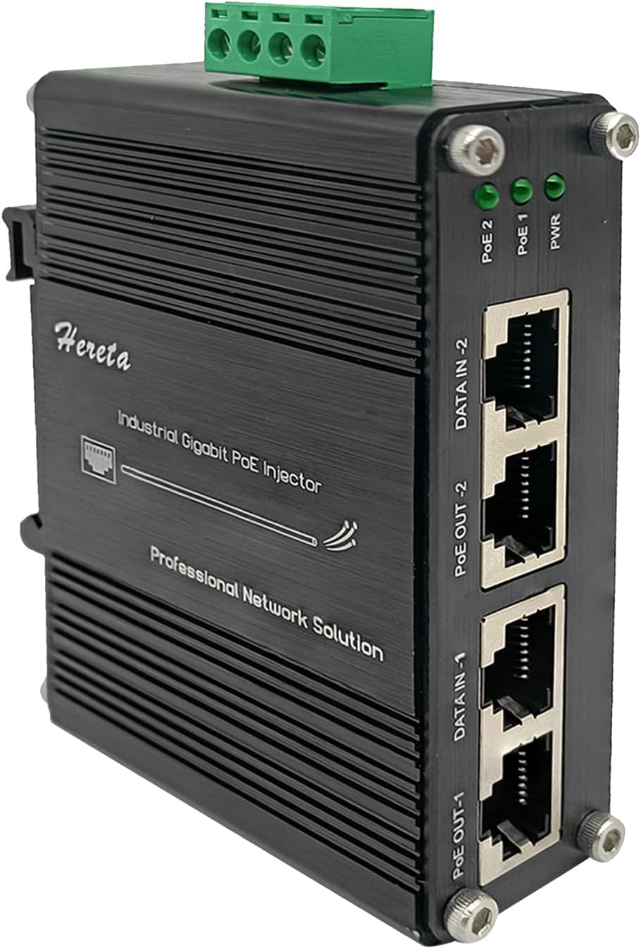 2 Ports Hardened Industrial Gigabit PoE+ Injector for Power