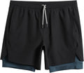 Mens 2 in 1 Workout Shorts with Compression Liner - 5ft Short