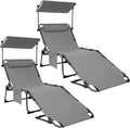 Tanning Chair with Face Hole and Canopy - Portable 2-Pack