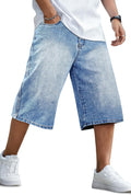 Baggy Denim Shorts for Men - Loose Fit 15 in Inseam Below Knee