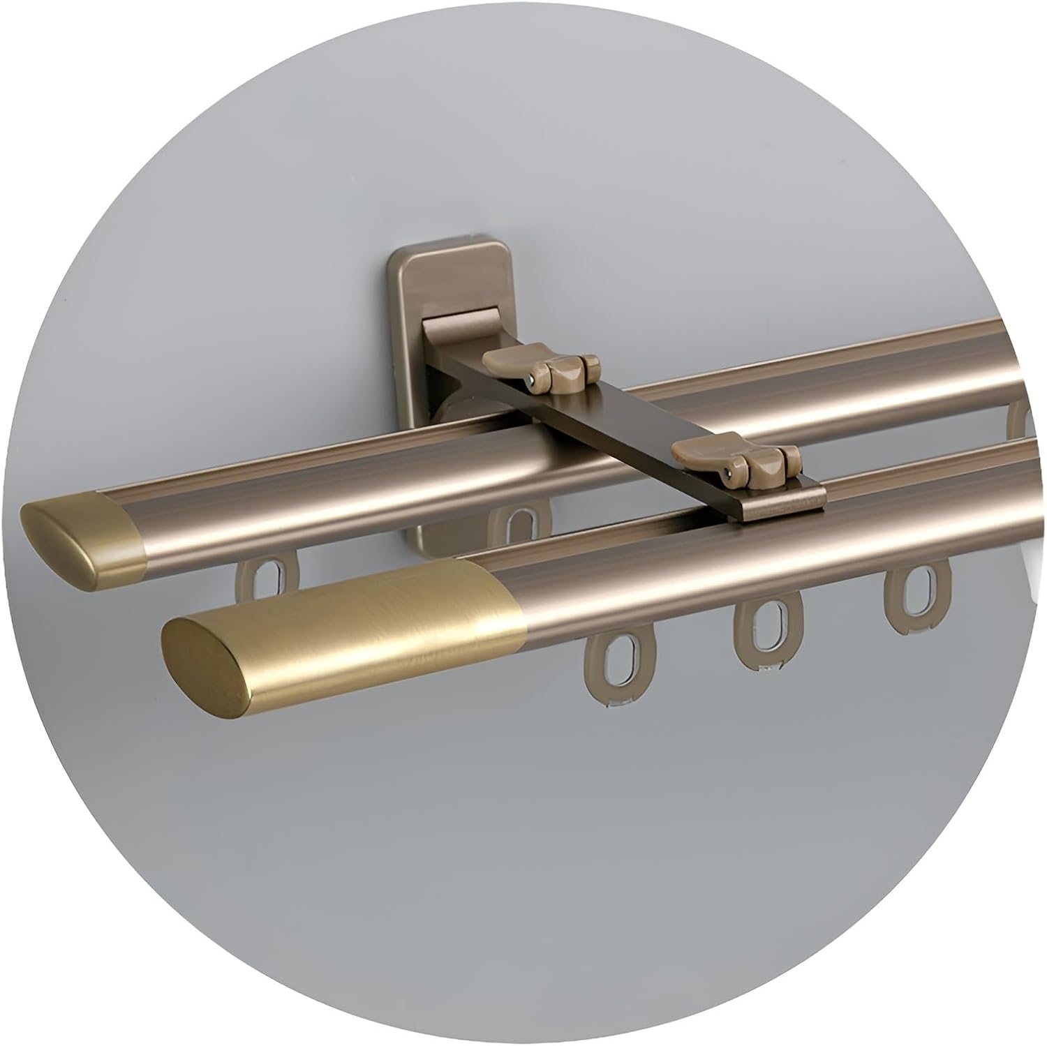 Heavy-Duty Double Track Curtain Rod - 15.7FT - Champagne