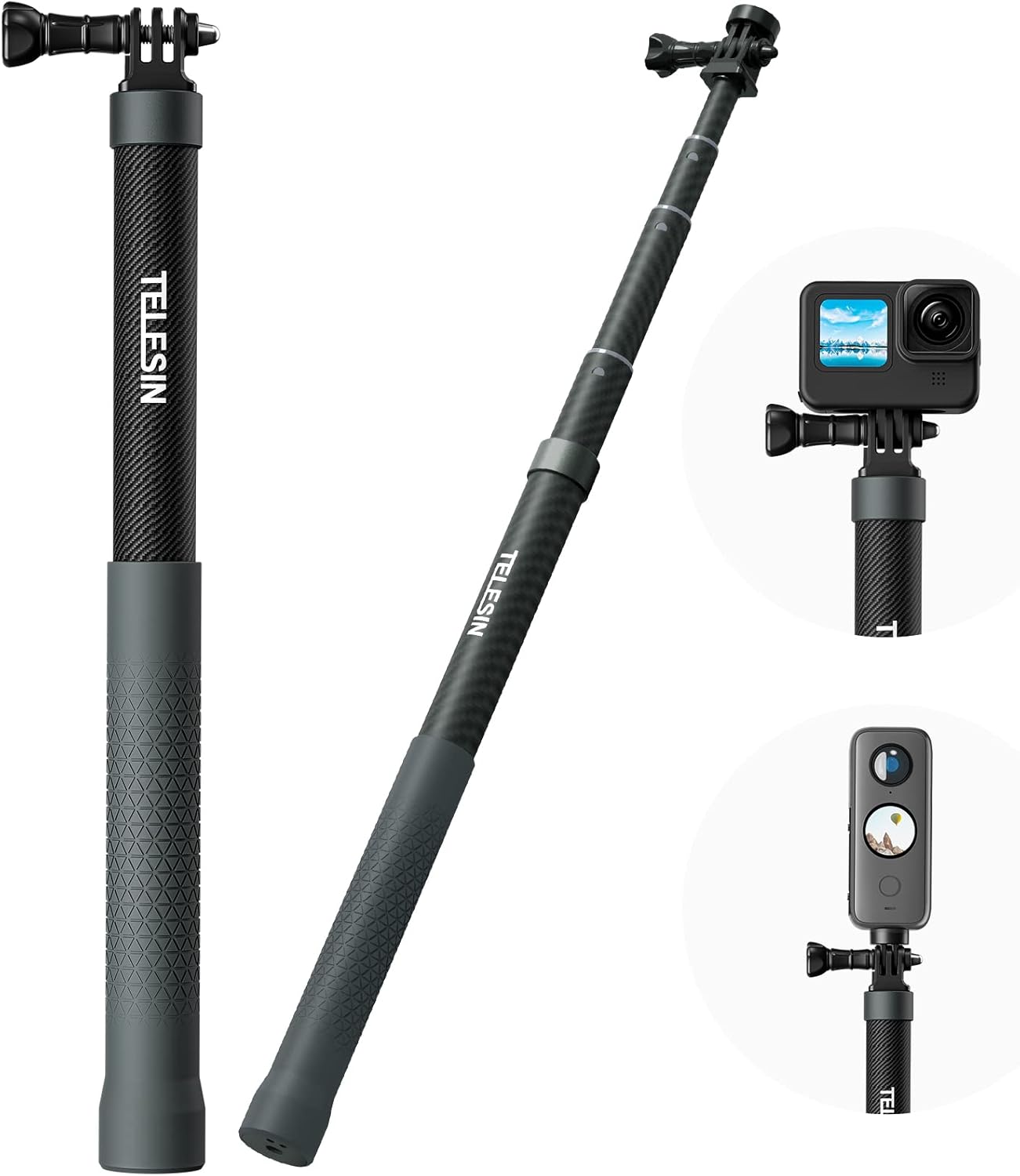 TELESIN Selfie Stick Long Pole for GoPro - Waterproof & Extendable