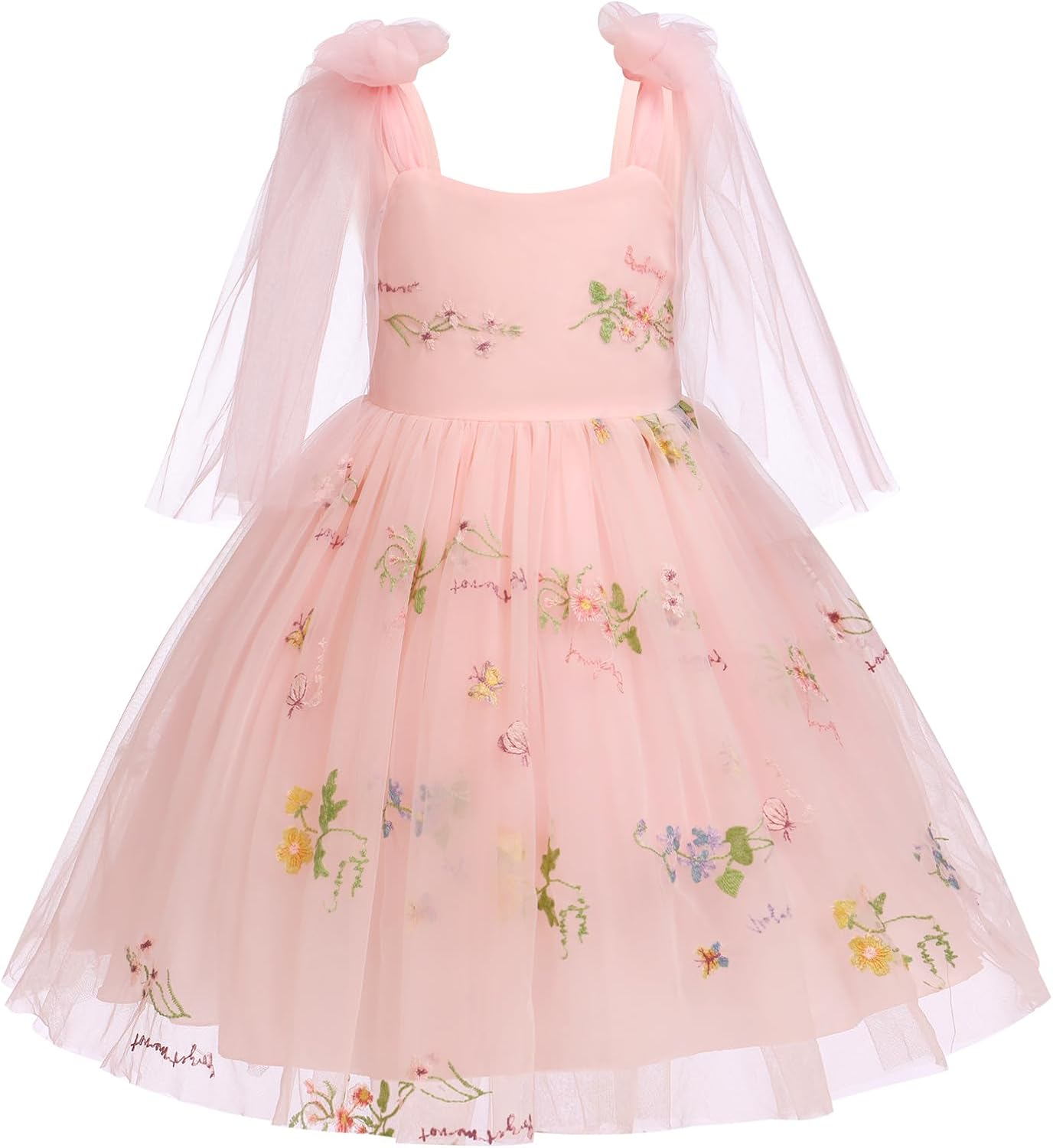 Flower Girl Floral Lace Tulle Dress for Junior Bridesmaids