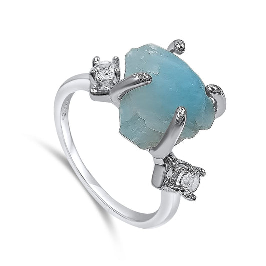 Real Raw Crystal Ring Birthstone Jewelry Gift for Her Unique