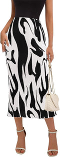 PRETTYGARDEN High Waist Plisse Midi Skirt - Flattering Flowy Fit