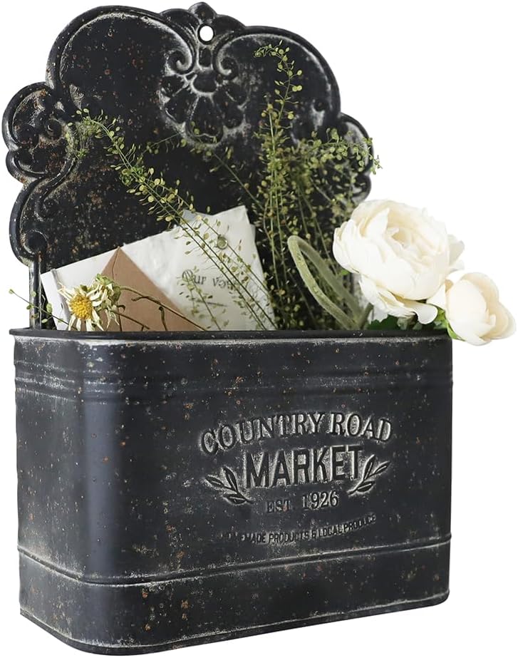 All Chic Black Metal Wall Planter for Rustic Farmhouse Decor