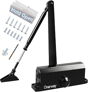 Onarway Automatic Door Closer for 45-60kg Doors, Hold Open Feature