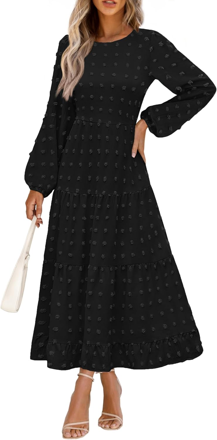 Elegant Long Sleeve Maxi Dress for Women - Flowy Casual Style