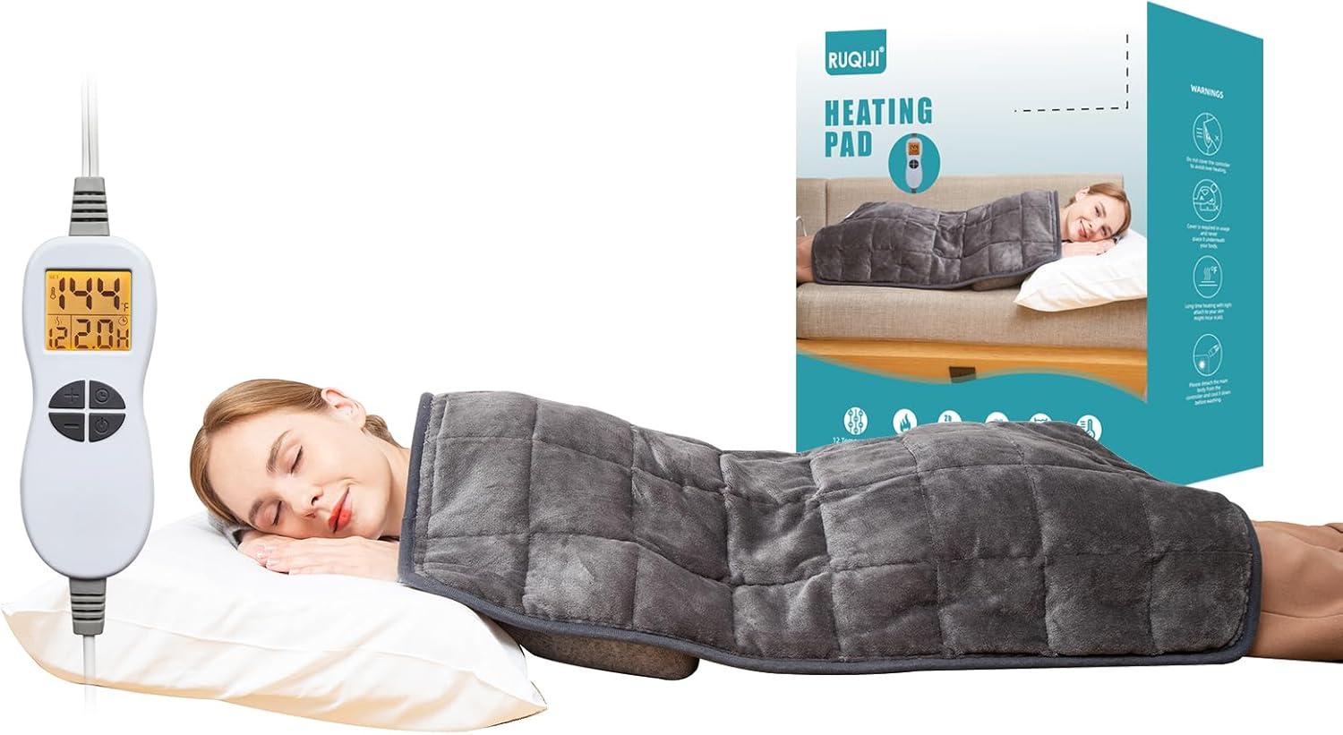 Ruqiji 17ft'x33ft' Weighted Heating Pad for Pain Relief & Comfort