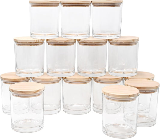 10 OZ Thick Candle Jars for Making Candles - 15 Pcs Clear