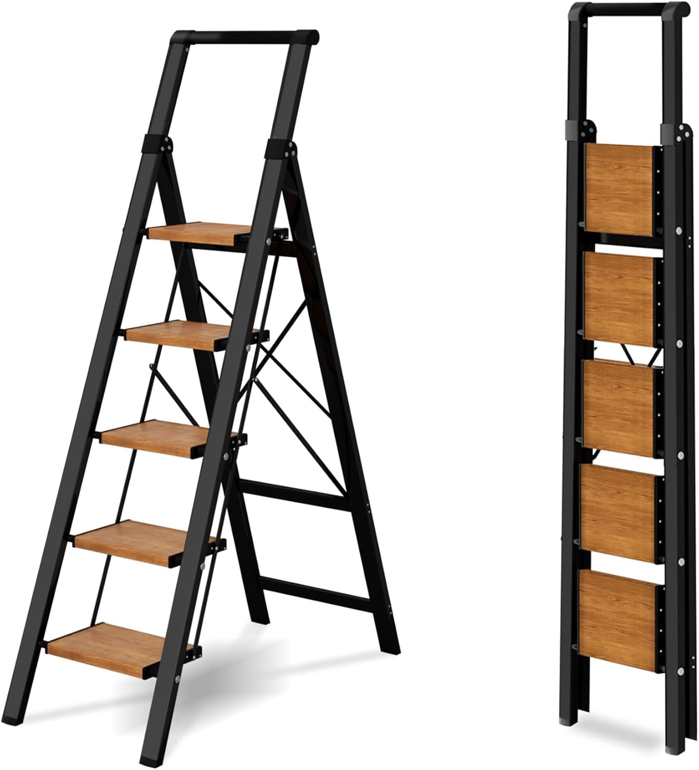 5 Step Ladder with Anti-Slip Pedal and Convenient Handgrip