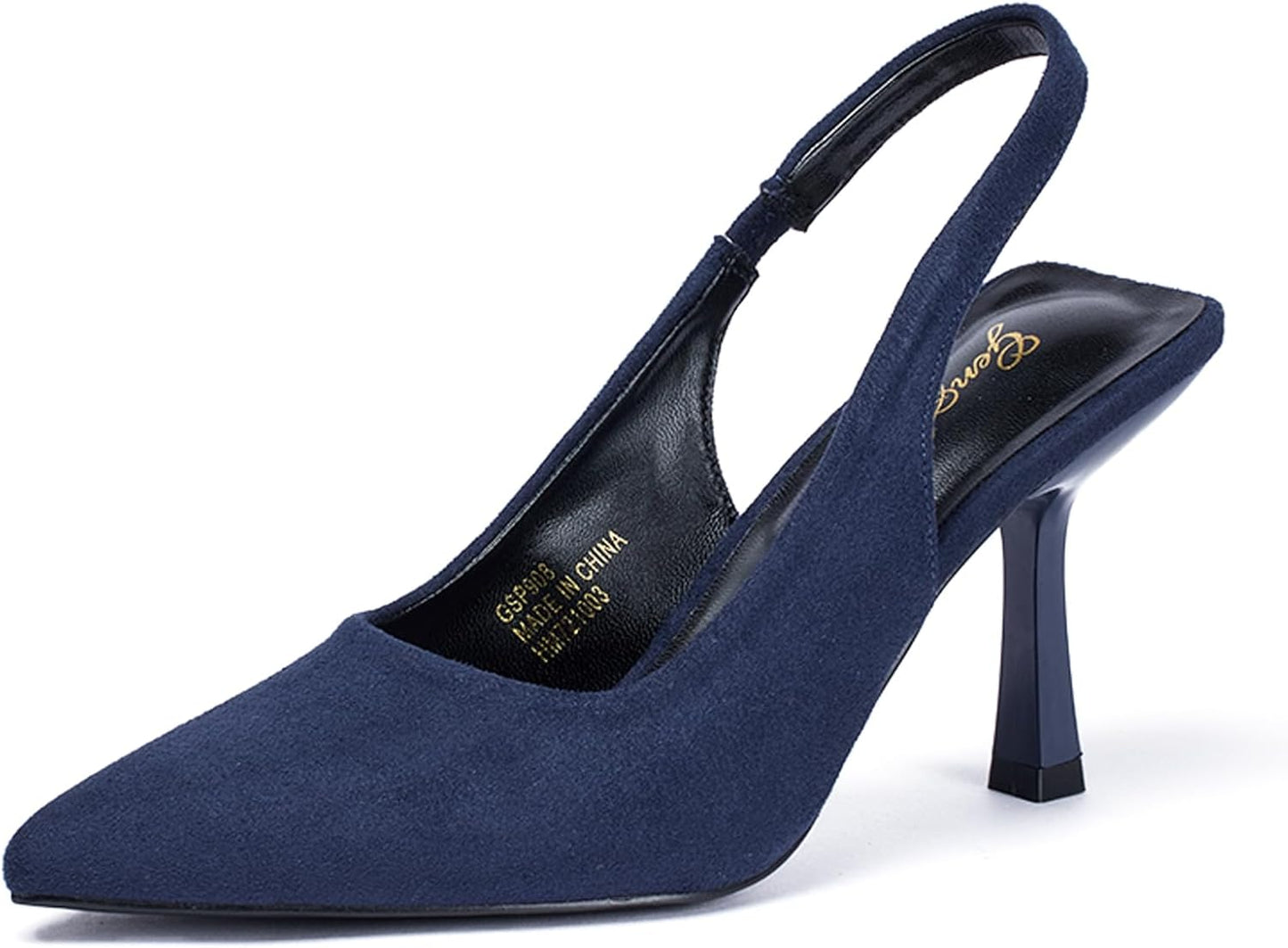 GENSHUO Women's Slingback Kitten Heel Stiletto Pumps for Elegance
