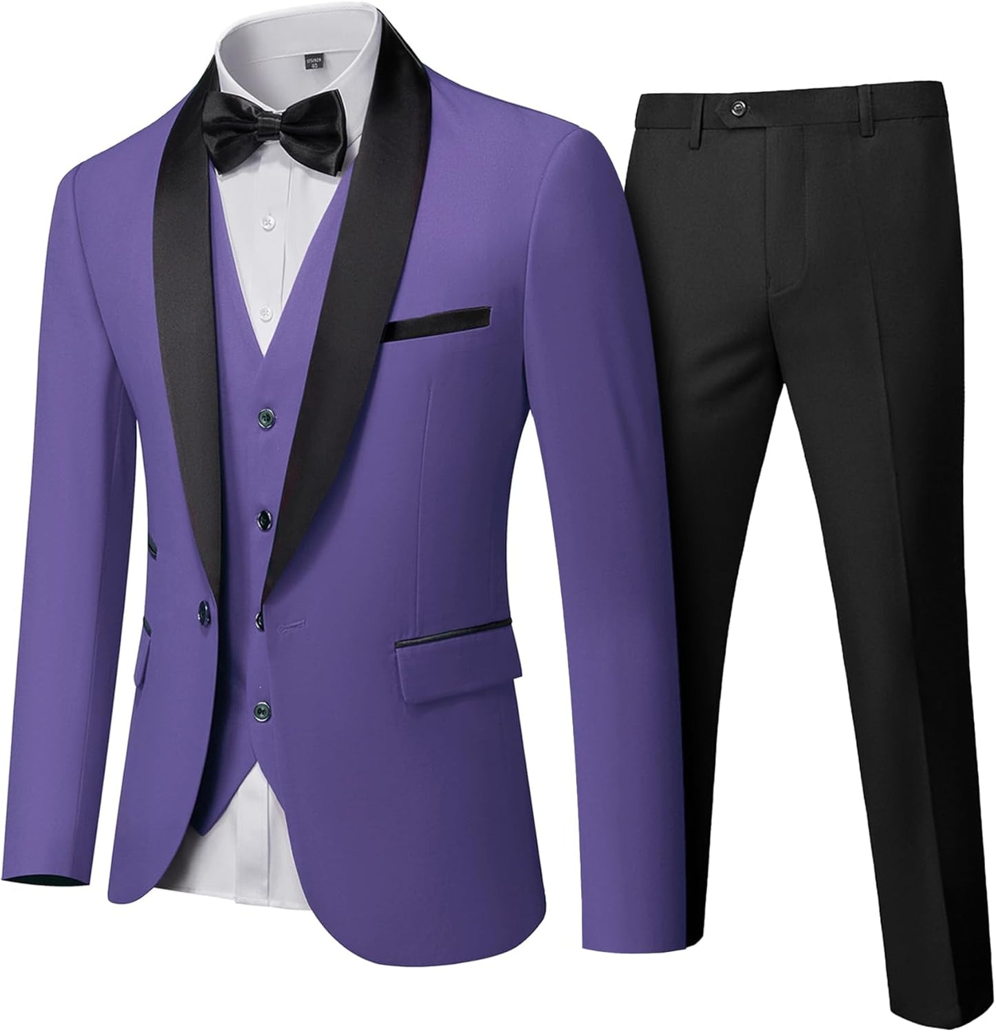YND Men's 3 Piece Tuxedo Set with Bow Tie for Any Occasion