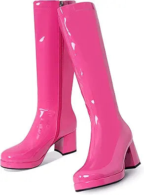 MeiLuSi Womens Knee High Gogo Boots with Glitter Design