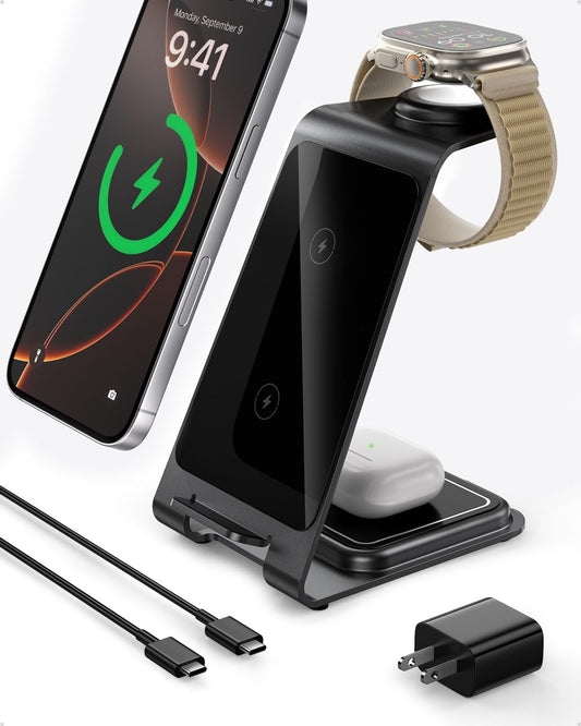 Intoval 3-in-1 Wireless Charging Station - Fast Charging Multiple Devices