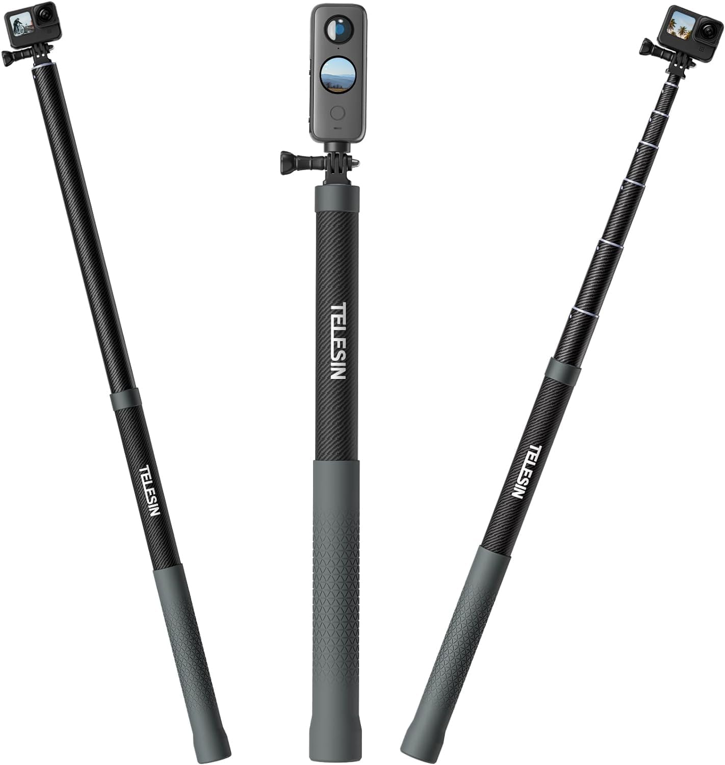 TELESIN G3 Selfie Stick Pole: Waterproof Carbon Fiber Monopod