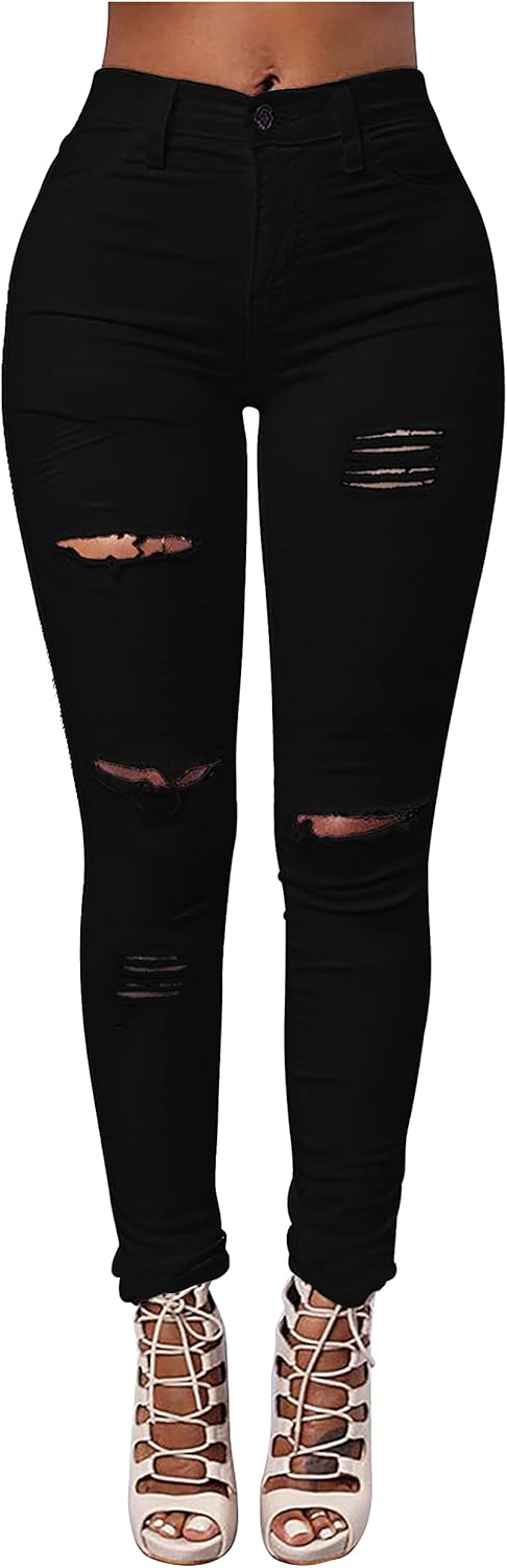 Women's High Waisted Ripped Skinny Stretch Jeans for Style