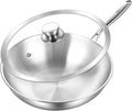12 in Tri-Ply Stainless Steel Wok Pan with Lid - Detachable Handle