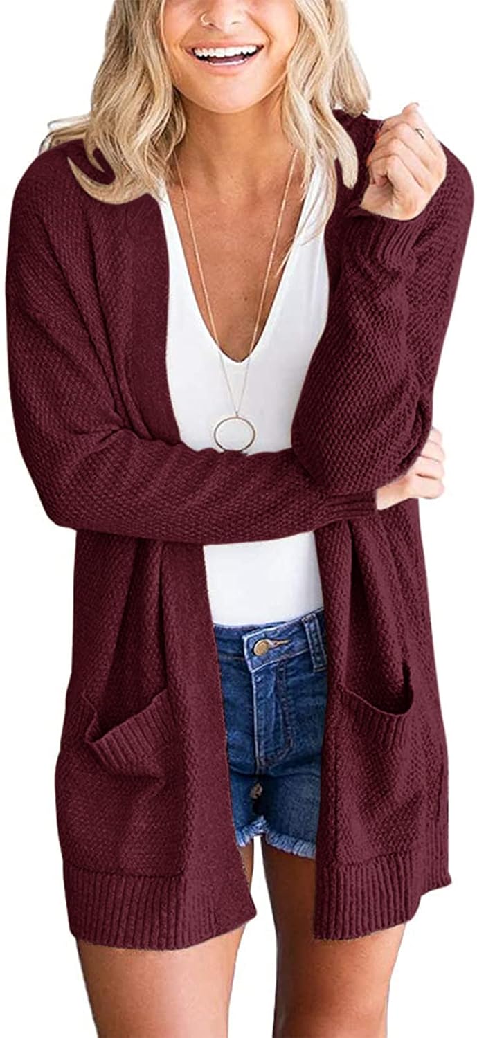 Cozy Women's Long Sleeve Cardigan Sweater with Pockets