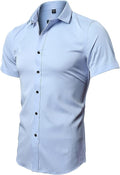 FLY HAWK Mens Button Up Short Sleeve Shirt - Breathable Bamboo