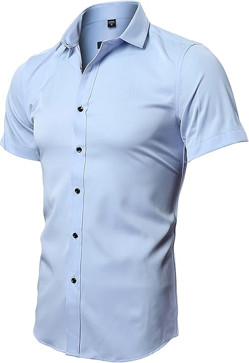 FLY HAWK Mens Button Up Short Sleeve Shirt for Casual Wear